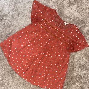 Rust Color Babydoll Blouse Top